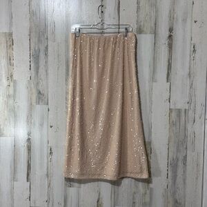 LC Lauren Conrad Sequin Champagne Beige Midi Skirt